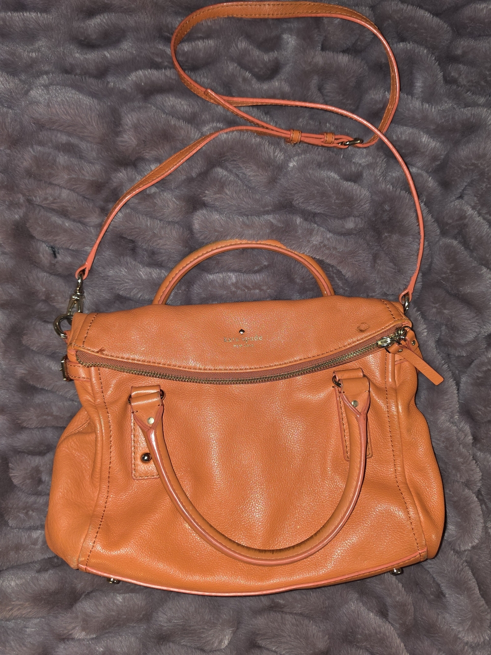 kate spade orange leather shoulder satchel with crossbody strap